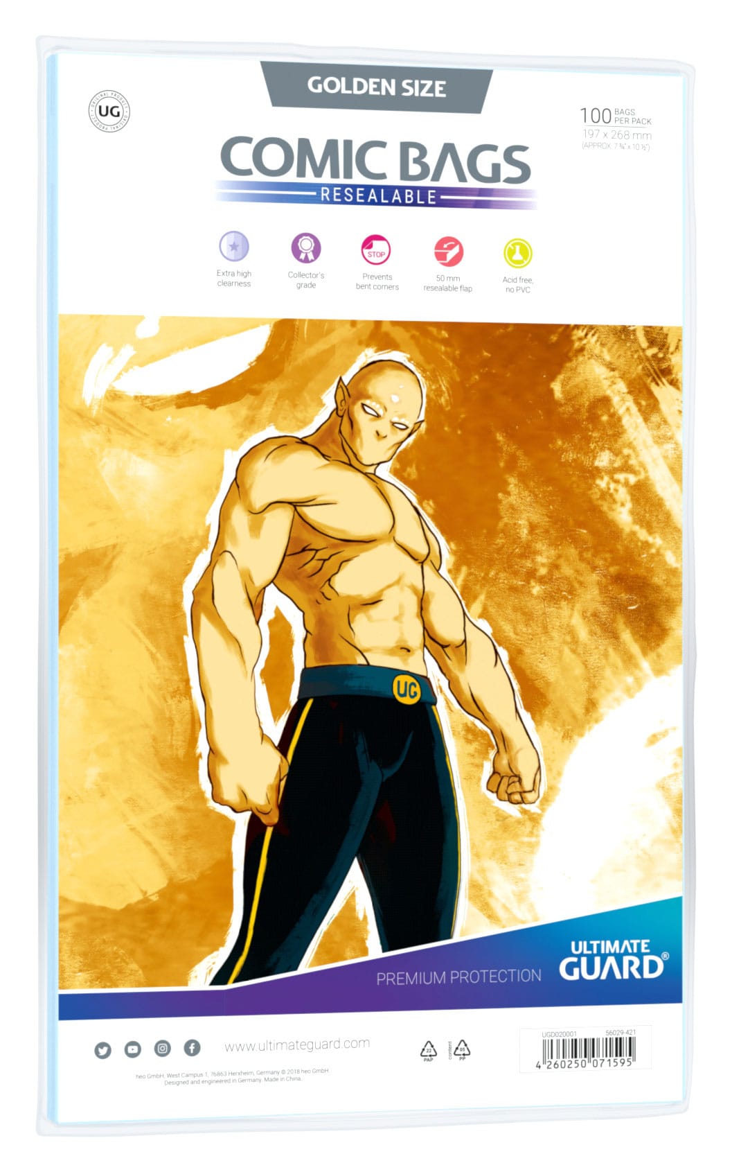 Ultimate Guard Comic Bags Resealable Golden Size (100) 197x268 mm - immagine 2