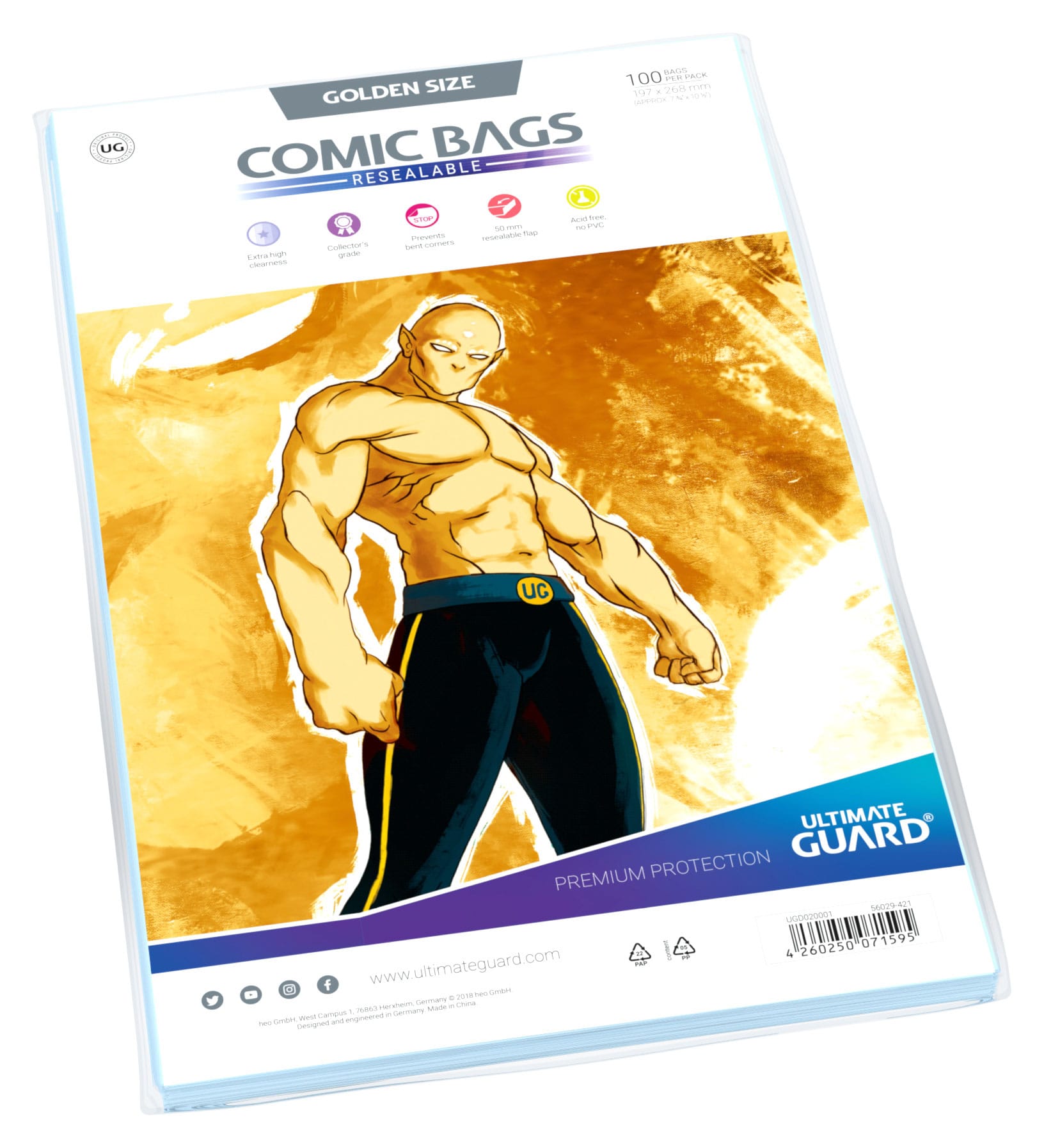 Ultimate Guard Comic Bags Resealable Golden Size (100) 197x268 mm