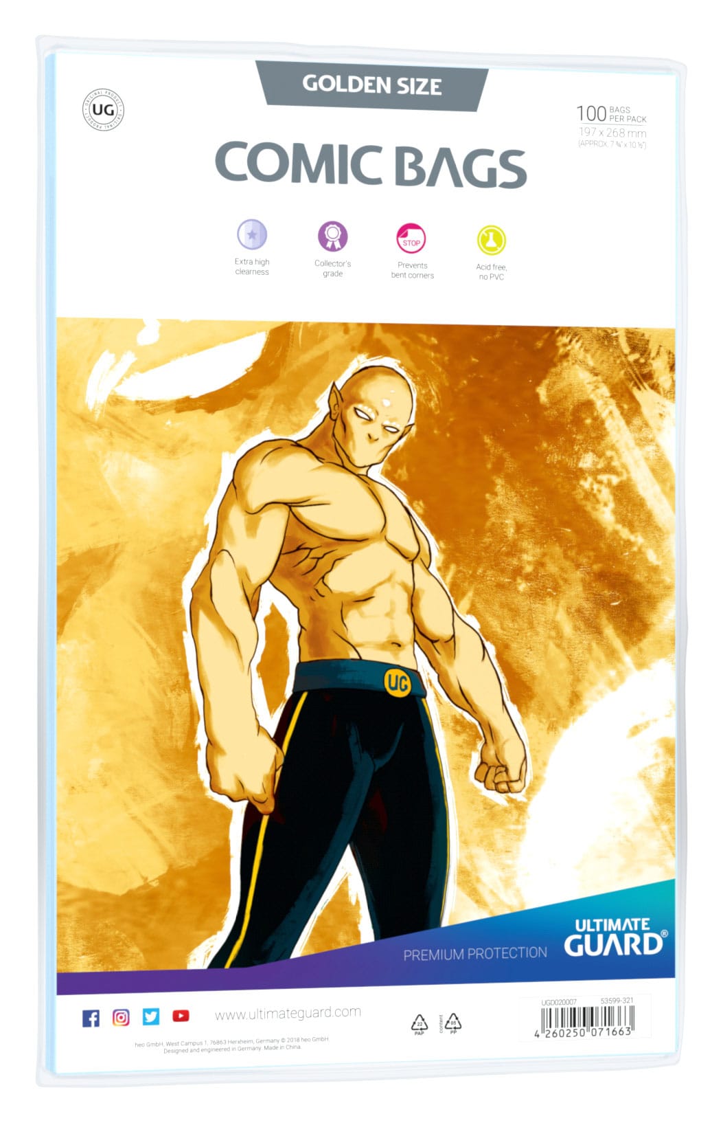 Ultimate Guard Comic Bags Golden Size (100) 197x268 mm - immagine 2
