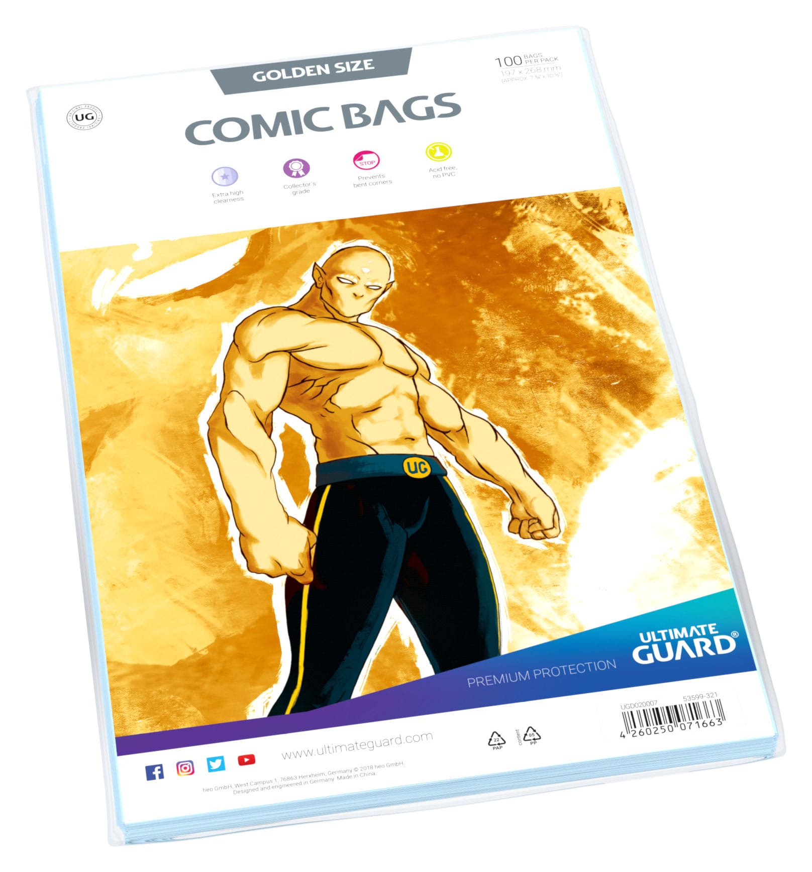 Ultimate Guard Comic Bags Golden Size (100) 197x268 mm
